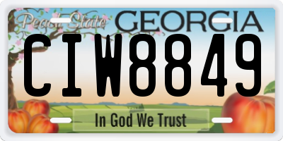 GA license plate CIW8849