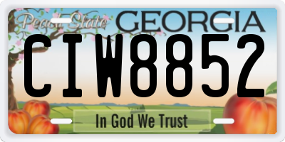 GA license plate CIW8852