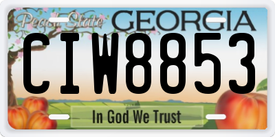 GA license plate CIW8853