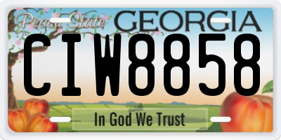 GA license plate CIW8858