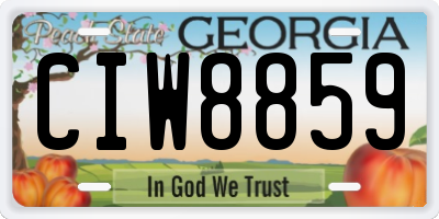 GA license plate CIW8859