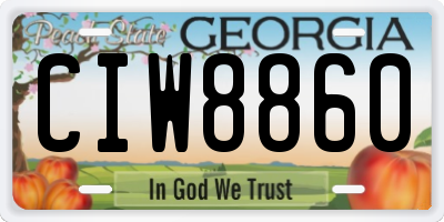 GA license plate CIW8860