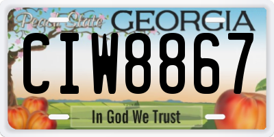 GA license plate CIW8867