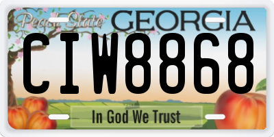 GA license plate CIW8868