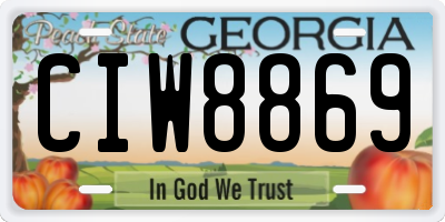 GA license plate CIW8869