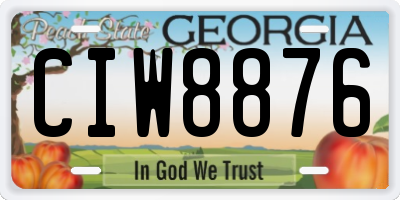 GA license plate CIW8876