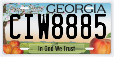 GA license plate CIW8885