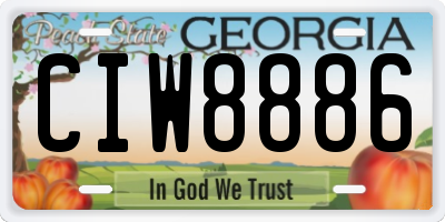 GA license plate CIW8886