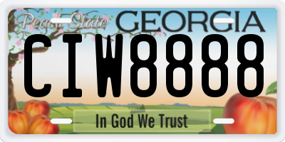 GA license plate CIW8888