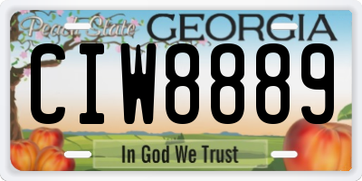 GA license plate CIW8889