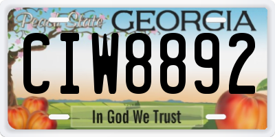 GA license plate CIW8892