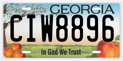 GA license plate CIW8896