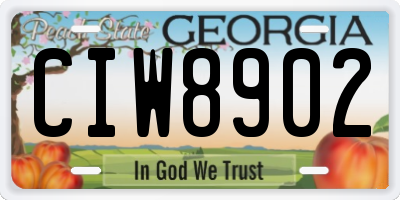 GA license plate CIW8902
