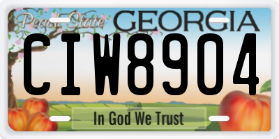 GA license plate CIW8904