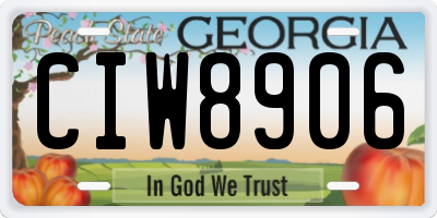 GA license plate CIW8906