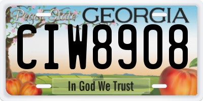 GA license plate CIW8908