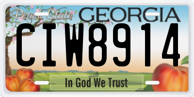 GA license plate CIW8914