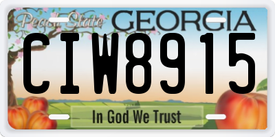 GA license plate CIW8915