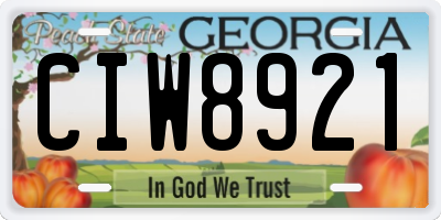 GA license plate CIW8921