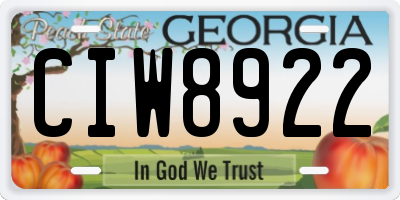 GA license plate CIW8922