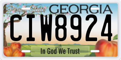 GA license plate CIW8924