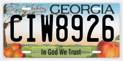 GA license plate CIW8926
