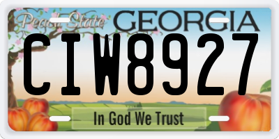 GA license plate CIW8927
