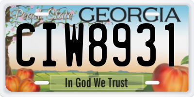 GA license plate CIW8931