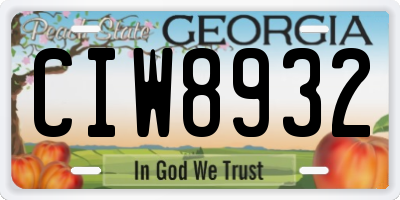 GA license plate CIW8932
