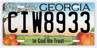 GA license plate CIW8933