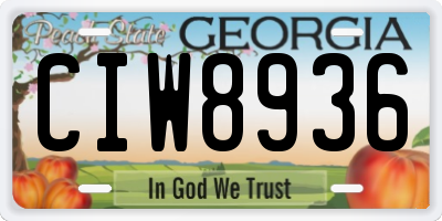 GA license plate CIW8936