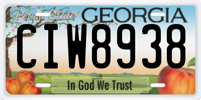 GA license plate CIW8938