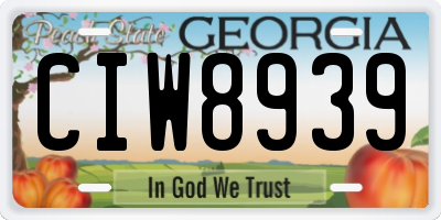 GA license plate CIW8939