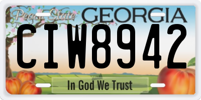 GA license plate CIW8942