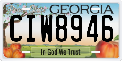 GA license plate CIW8946
