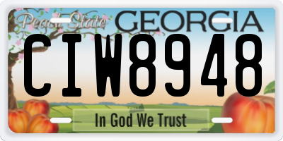 GA license plate CIW8948