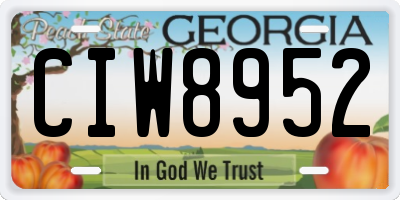 GA license plate CIW8952