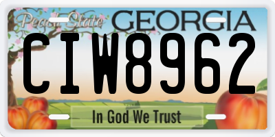 GA license plate CIW8962