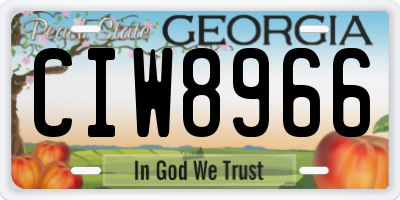 GA license plate CIW8966