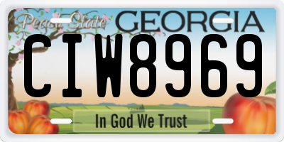 GA license plate CIW8969