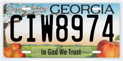 GA license plate CIW8974