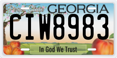 GA license plate CIW8983