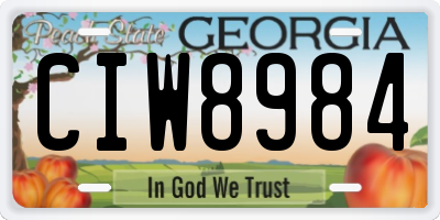 GA license plate CIW8984