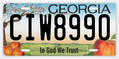 GA license plate CIW8990