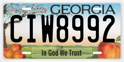 GA license plate CIW8992