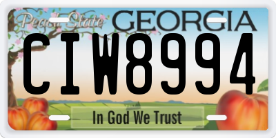 GA license plate CIW8994