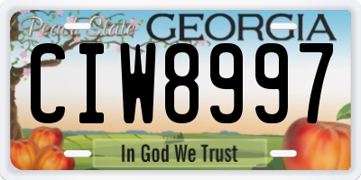 GA license plate CIW8997
