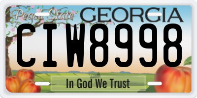 GA license plate CIW8998