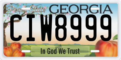 GA license plate CIW8999