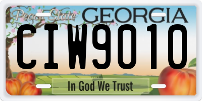 GA license plate CIW9010